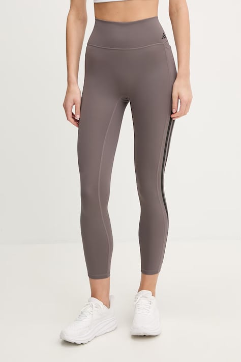 adidas Performance leggins de antrenament culoarea gri, cu imprimeu, KE7530