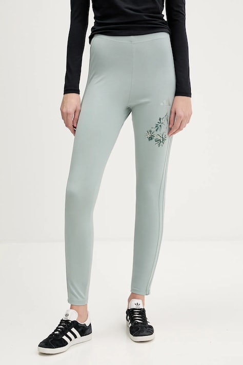 adidas leggings donna colore verde con applicazione KF0041