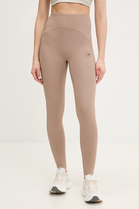 adidas by Stella McCartney legginsy treningowe damskie kolor beżowy gładkie KF5116