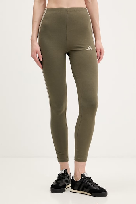 adidas legginsy damskie kolor zielony z aplikacją KT1004