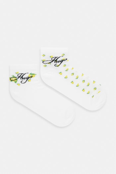 HUGO skarpety damskie bawełniane z elastanem 2P SH LEMON CC W 2-pack białe 50558694