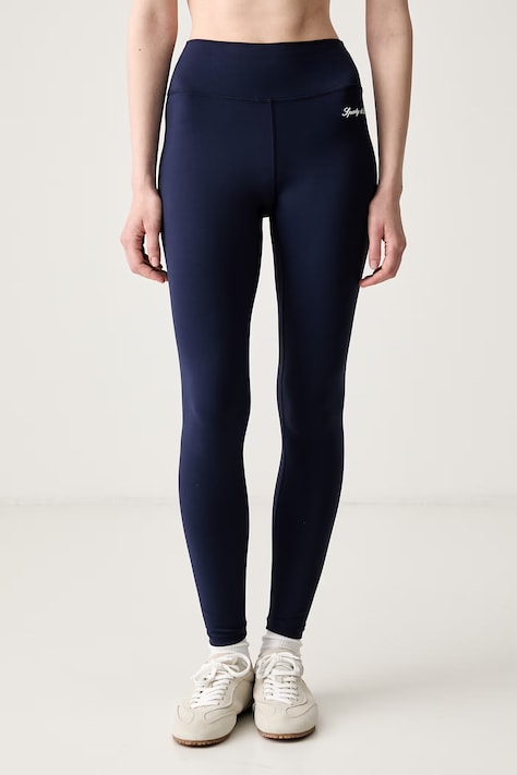 Sporty & Rich legginsy damskie Signature Logo granatowe regular waist PA00275326BL106