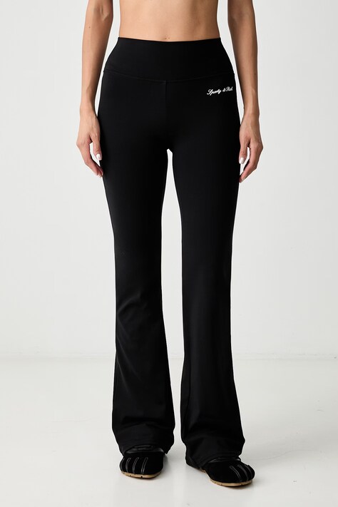 Sporty & Rich legginsy damskie Signature Logo czarne high waist PA05371326BA01