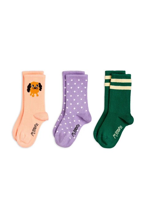 Mini Rodini skarpetki dziecięce Doggies 3-pack kolor fioletowy 26160110