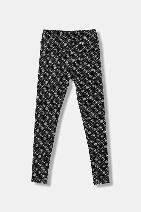 Guess legginsy dziecięce kolor czarny wzorzyste J6RB04 MC01P