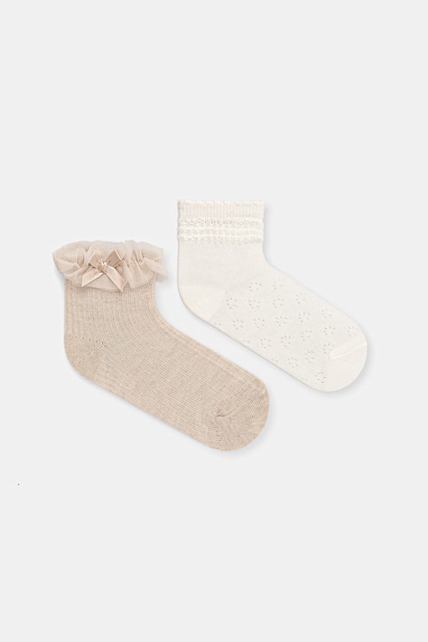 Mayoral șosete copii 2-pack culoarea bej, 10140