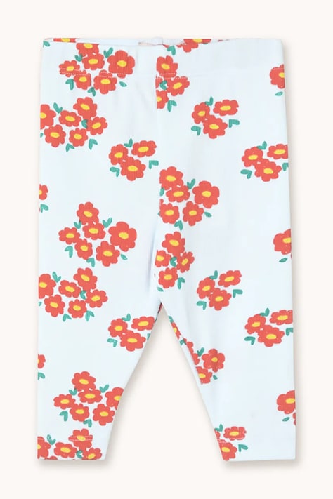 Tinycottons legginsy niemowlęce BLOSSOMS RIB BABY PANT kolor niebieski wzorzyste SS26-094