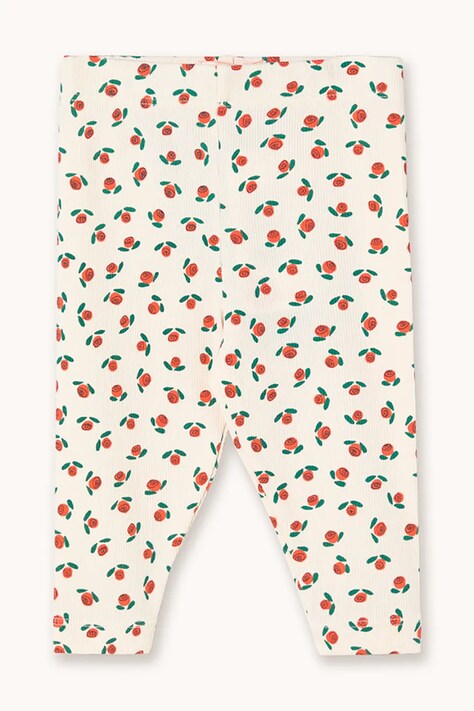 Tinycottons legginsy niemowlęce TINY ROSES RIB BABY PANT kolor biały wzorzyste SS26-103