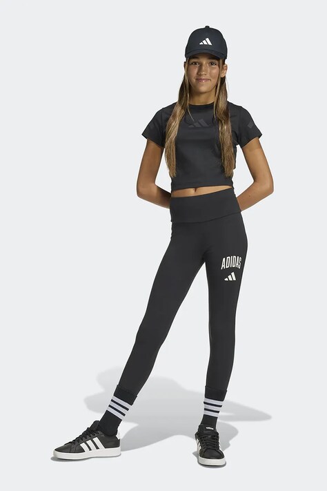 adidas legginsy dziecięce kolor czarny z nadrukiem KC4602
