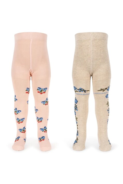 Дитячі колготки Konges Sløjd 2 PACK FLOWER AND CHERRY JACQUARD TIGHTS 2-pack — SS26-LGG01J, рожевий — фото 2