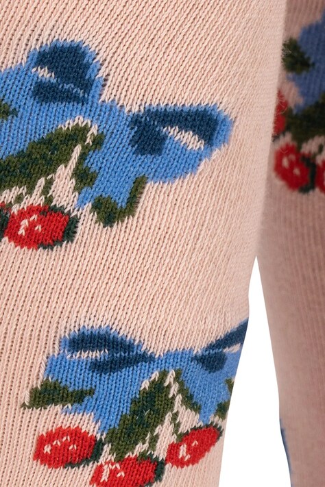 Konges Sløjd rajstopy dziecięce 2 PACK FLOWER AND CHERRY JACQUARD TIGHTS 2-pack kolor różowy KS104585