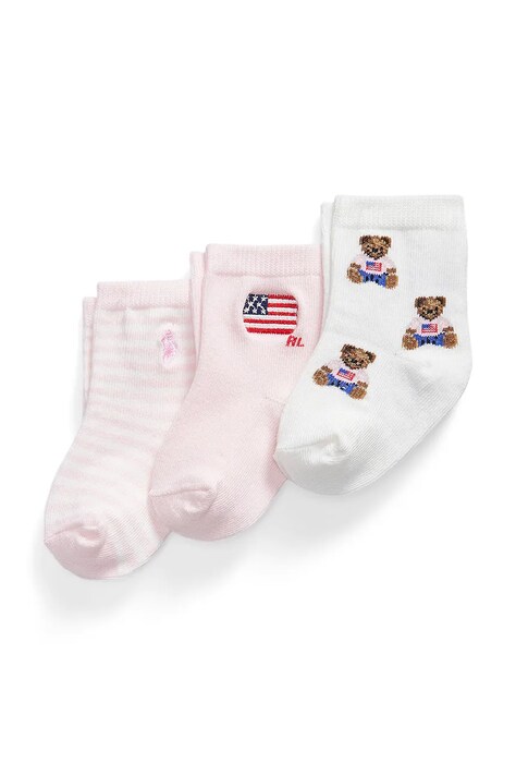 Polo Ralph Lauren skarpety dziecięce 3-pack różowe 445P11066001
