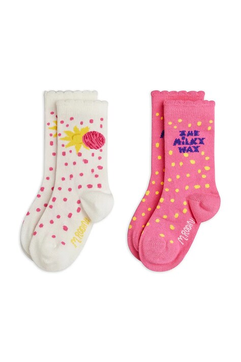 Mini Rodini skarpetki dziecięce The milky way 2-pack kolor różowy 26260117