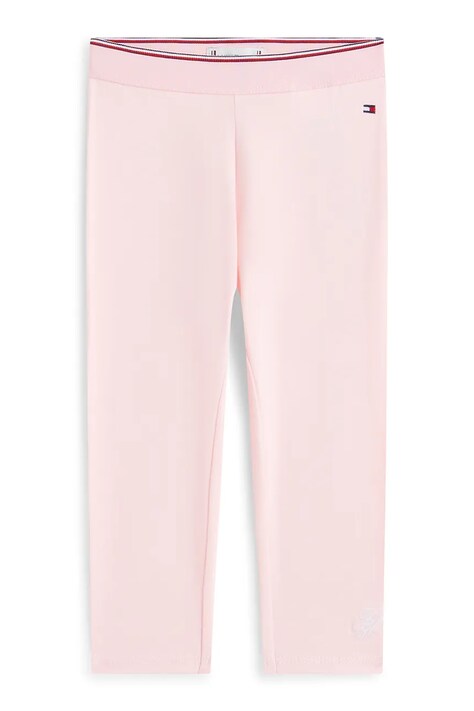 Tommy Hilfiger legginsy niemowlęce z bawełną różowe regular waist KN0KN02392