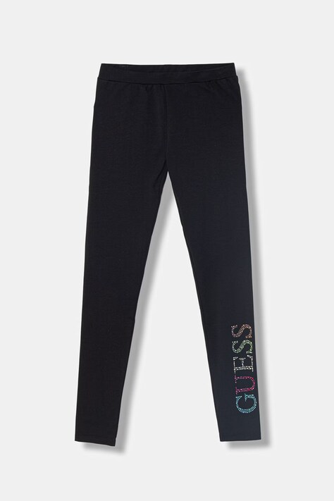 Guess legginsy dziecięce bawełniane czarne regular waist J6GB09 J1314