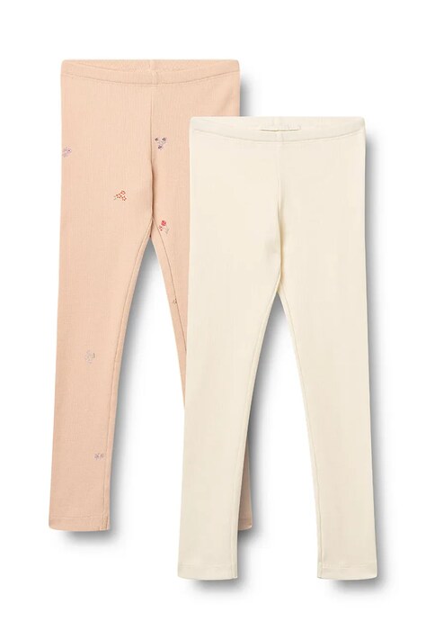 Wheat legginsy dziecięce bawełniane z elastanem różowe high waist 0859-178a-GOTS