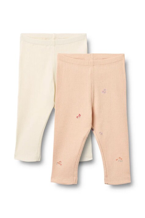 Wheat legginsy dziecięce bawełniane z elastanem różowe high waist 4859-178a-GOTS