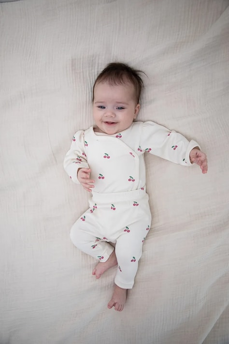 Coccodrillo colanți de bumbac pentru copii bej HELLO LITTLE GIRL NEWBORN