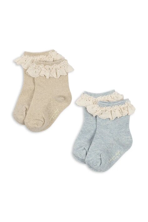 Konges Sløjd skarpety dziecięce 2 PACK GLITTER FRILL SOCKS 2-pack niebieskie KS105221