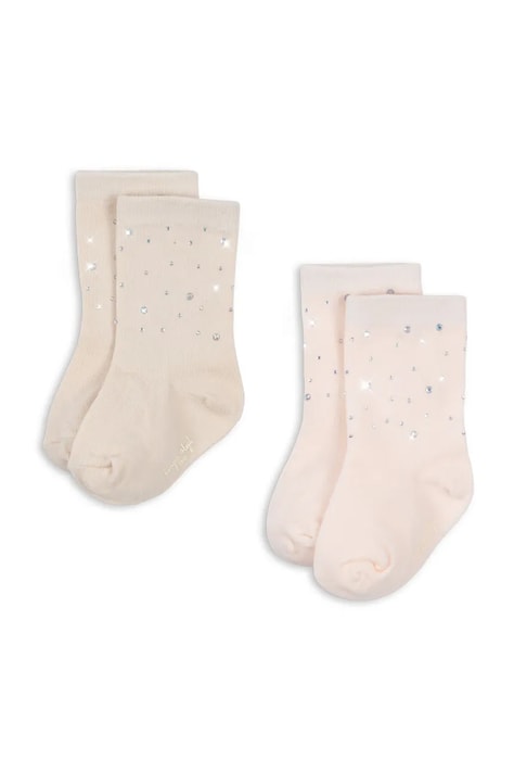 Konges Sløjd skarpety dziecięce 2 PACK SEQUIN SOCKS 2-pack beżowe KS105231