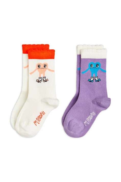 Mini Rodini skarpetki dziecięce Heart 2-pack kolor biały 26160113