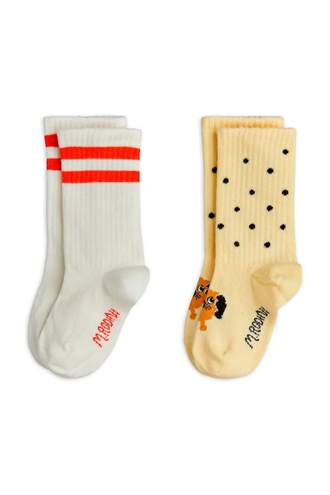 Mini Rodini skarpetki dziecięce Doggie 2-pack kolor biały 26160114