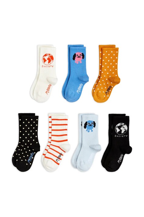 Mini Rodini skarpetki dziecięce Doggie 7-pack kolor niebieski 26160116