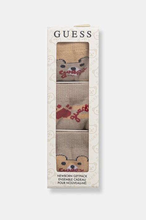 Шкарпетки для немовлят Guess 3-pack — SS26-LGK00C, коричневий — фото 3