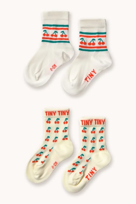 Tinycottons gyerek zokni CHERRY MEDIUM SOCKS sárga, SS26-534