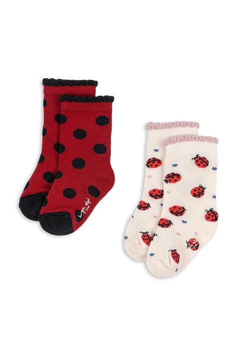 Konges Sløjd skarpetki dziecięce 2 PACK LADYBUG JACQUARD SOCKS kolor czerwony KS104590