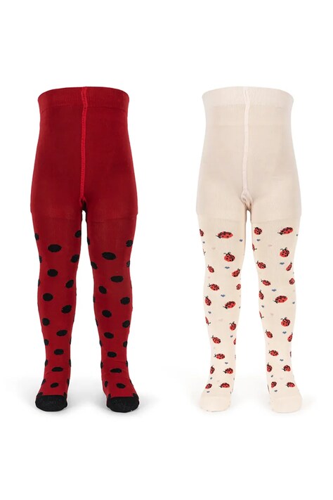 Konges Sløjd rajstopy dziecięce 2 PACK LADYBUG JACQUARD TIGHTS czerwone KS104591