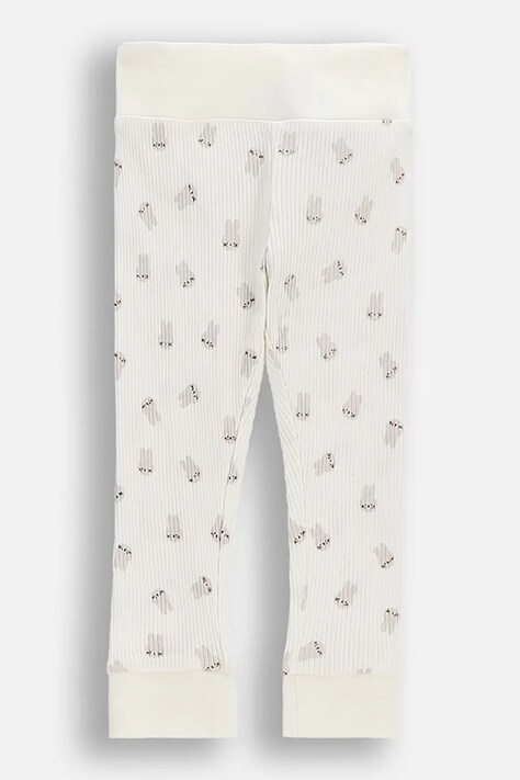 Coccodrillo legginsy dziecięce bawełniane beżowe regular waist HELLO WORLD UNISEX NEWBORN