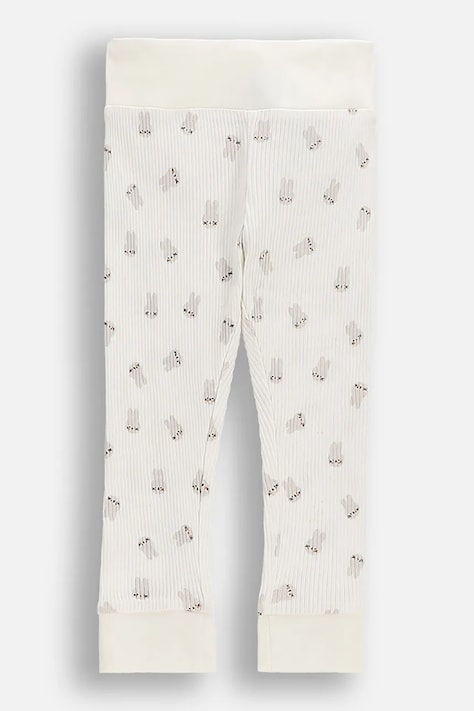 Coccodrillo legginsy dziecięce bawełniane beżowe regular waist HELLO WORLD UNISEX NEWBORN