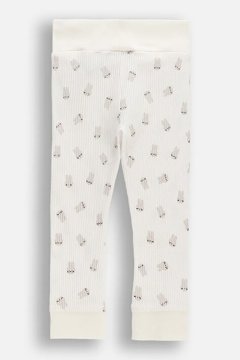 Coccodrillo legginsy dziecięce bawełniane beżowe regular waist HELLO WORLD UNISEX NEWBORN