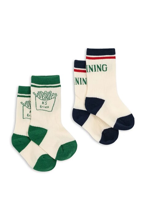 Konges Sløjd skarpety dziecięce 2 PACK RIB FRIES SOCKS 2-pack beżowe KS105227