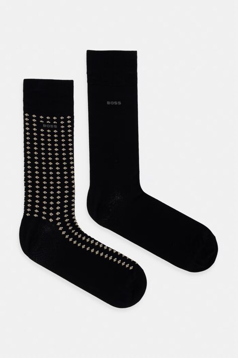BOSS κάλτσες ανδρικές με βαμβάκι 2-pack μαύρες 50559419