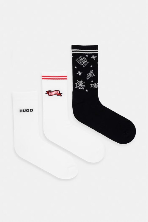 HUGO skarpety męskie 3P QS RIB TATTOO CC 3-pack białe 50557059