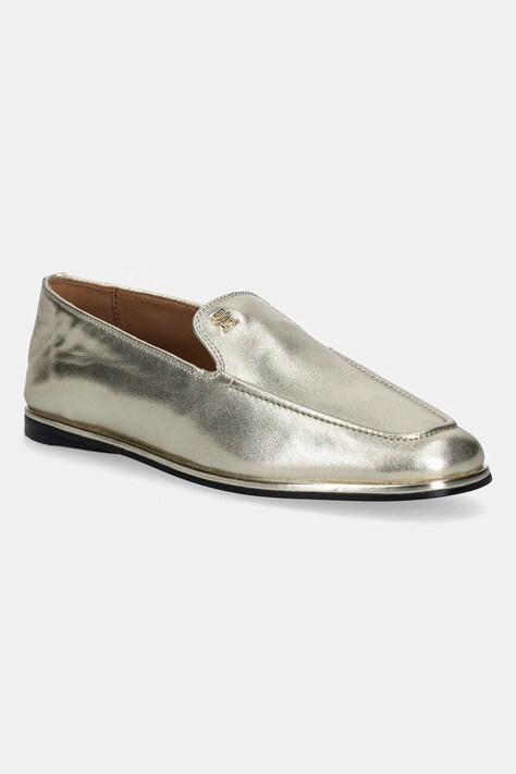 Δερμάτινα μοκασίνια Tommy Hilfiger HILFIGER GOLD LOAFER χρώμα: χρυσαφί, FW0FW08958