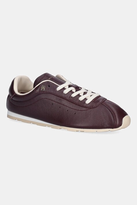 Δερμάτινα αθλητικά παπούτσια Tommy Hilfiger TH LOW PROFILE RUNNER χρώμα: μπορντό, FW0FW08951