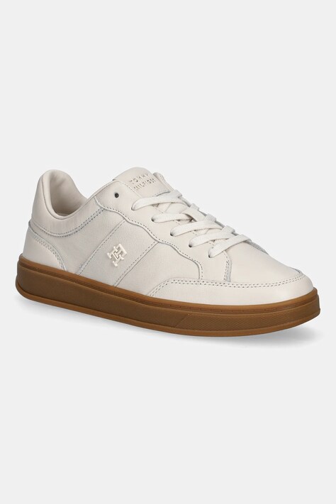 Tommy Hilfiger sneakersy skórzane TH HERITAGE COURT SNEAKER LTR damskie kolor beżowy FW0FW09028