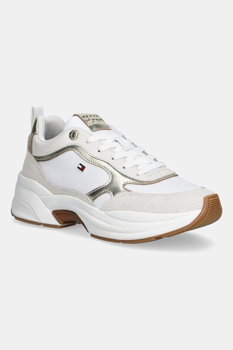 Tommy Hilfiger sneakersy skórzane TH CHUNKY RUNNER METALLIC damskie kolor beżowy FW0FW09204