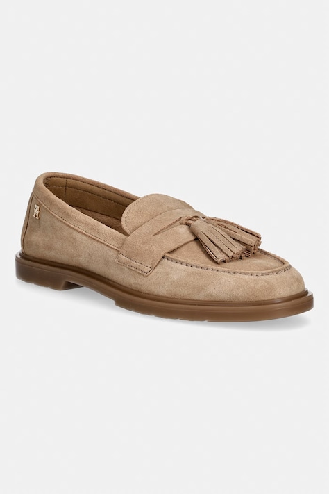Tommy Hilfiger mokasyny damskie zamszowe LIGHT SUEDE TASSEL LOAFER brązowe FW0FW0FW09285