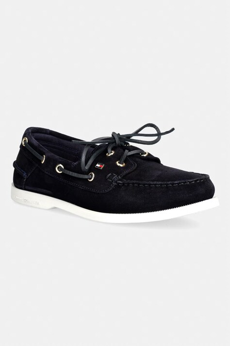 Tommy Hilfiger mokasyny damskie zamszowe HILFIGER SUEDE BOAT SHOE granatowe FW0FW09338