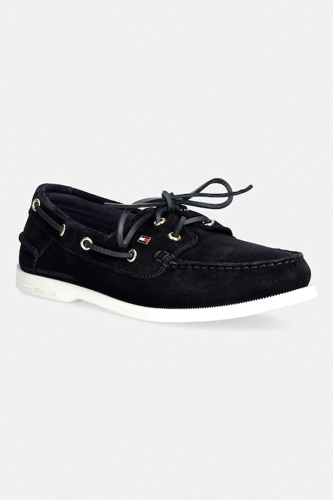 Tommy Hilfiger mokasyny damskie zamszowe HILFIGER SUEDE BOAT SHOE granatowe FW0FW09338