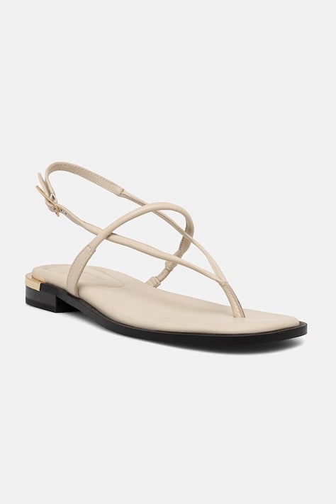 Tommy Hilfiger sandały damskie skórzane GOLD HEEL DRESSY SANDAL beżowe FW0FW09124