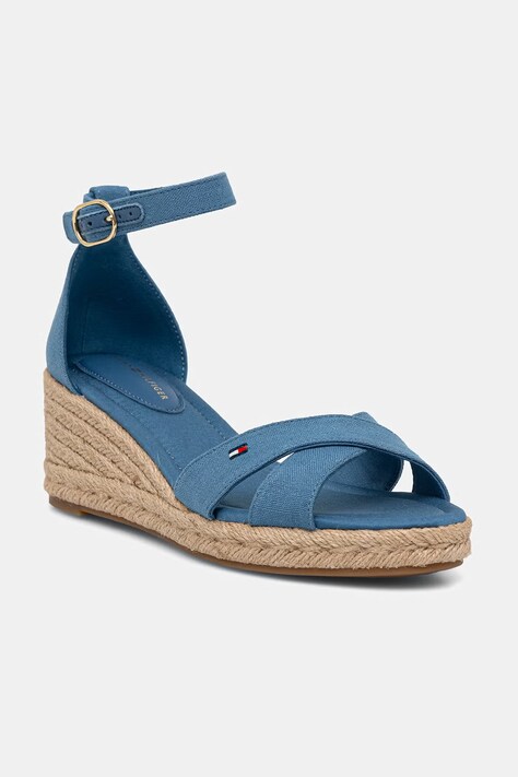 Tommy Hilfiger sandały na koturnie MID WEDGE ESPAD X CROSS niebieskie FW0FW09332