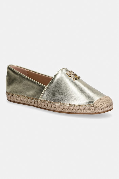 Tommy Hilfiger espadryle damskie skórzane TH LOGO GOLD ESPADRILLE złote FW0FW09473