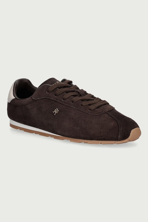 Tommy Hilfiger TH BELLA LOW RUNNER SUEDE sneakersy damskie zamszowe brązowe FW0FW09189