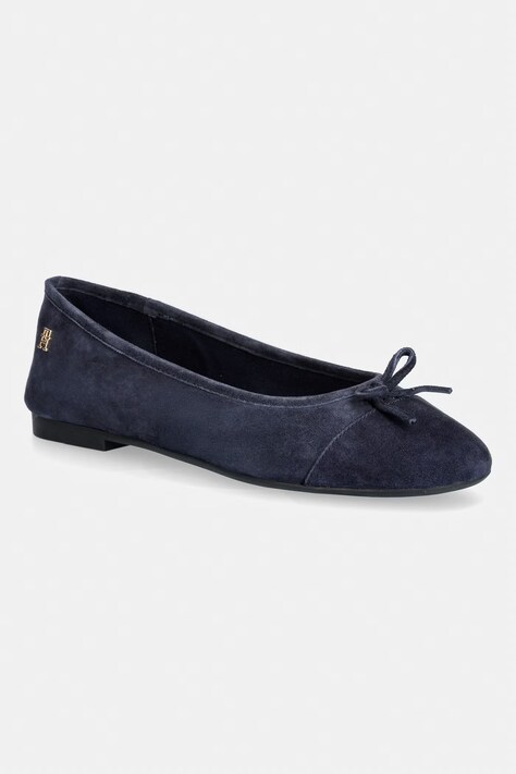 Tommy Hilfiger baleriny zamszowe HILFIGER SUEDE BALLERINA granatowe FW0FW09357