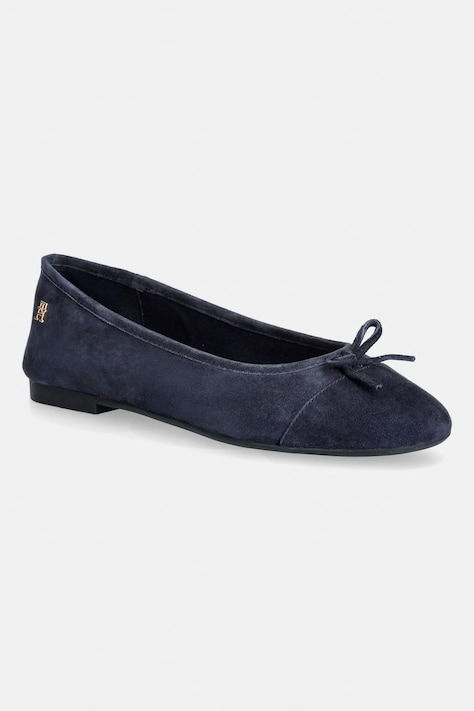 Tommy Hilfiger baleriny zamszowe HILFIGER SUEDE BALLERINA granatowe FW0FW09357